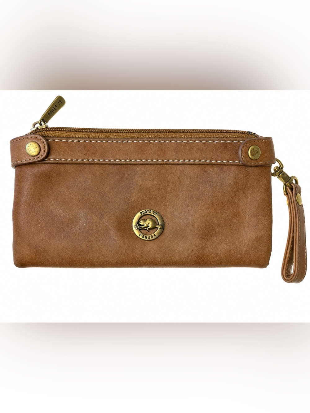 ROOTS 73 Leather Wristlet / Clutch Wallet – Brown